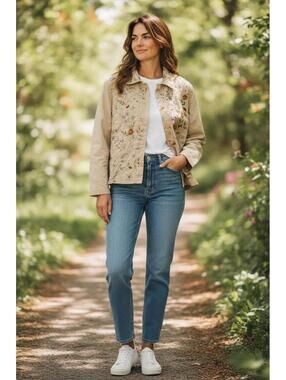 Tantrums XL Beige Embroidered Cotton Jacket